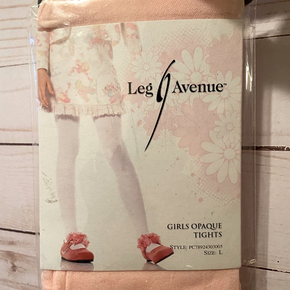 Leg Avenue Girls footed tights pale pink size Large